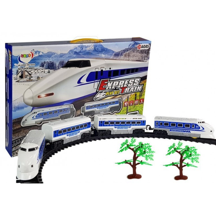 Vlaková súprava na batérie so svetlami a zvukmi - bielo-modrá